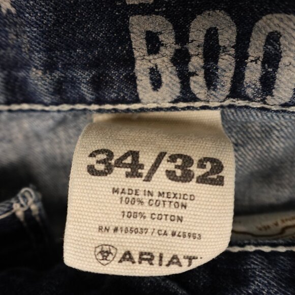 Ariat M4 Low Rise Bootcut Men’s Jeans 34x32 Blue Distressed Durango Denim - Fair - Picture 4 of 16